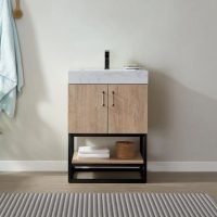 Alistair 24" Free Standing Single Basin Vanity Set with Cabinet and Stone Vanity Top with USB Port and Electrical Outlet Model: 789024B-NO-GW-NM