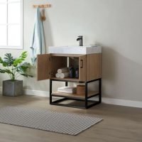 Alistair 24" Free Standing Single Basin Vanity Set with Cabinet and Stone Vanity Top with USB Port and Electrical Outlet Model: 789024B-NO-GW-NM