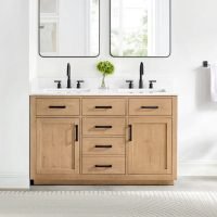 Altair Gavino 54" Free Standing Double Basin Vanity Set with Cabinet and Engineered Stone Vanity Top Model: 557054-LB-GW-NM