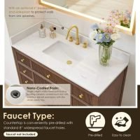 Altair Cerrito 48" Free Standing Single Basin Vanity Set with Cabinet and Engineered Stone Vanity Top Model: 567048-BK-GW-NM