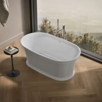 Memoirs 60" Free Standing Lithocast Gloss Cast Resin Soaking Tub with Center Drain, Drain Assembly and Overflow Model: K-8332-0